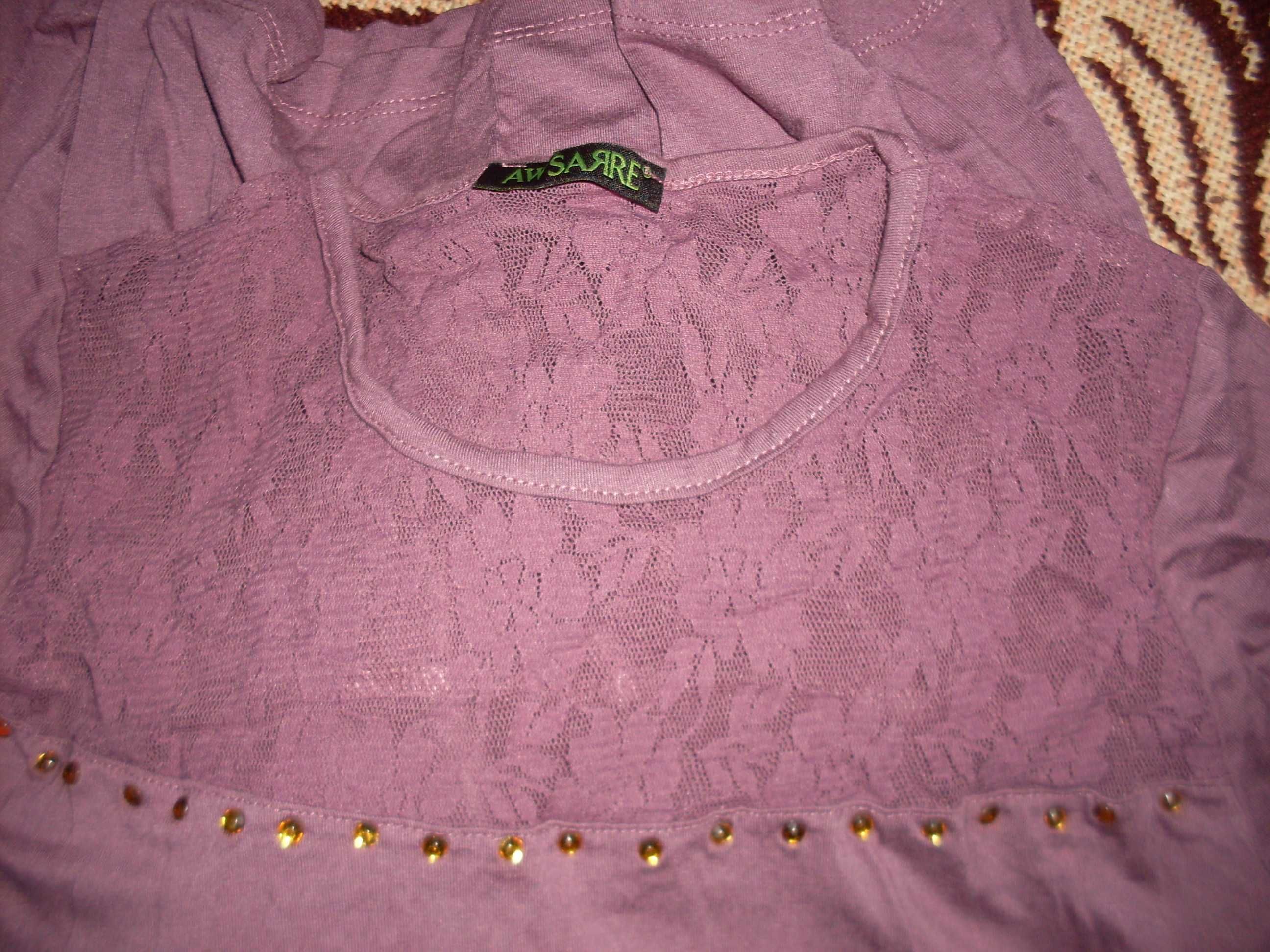 bluzka damska cienka liliowa fioletowa