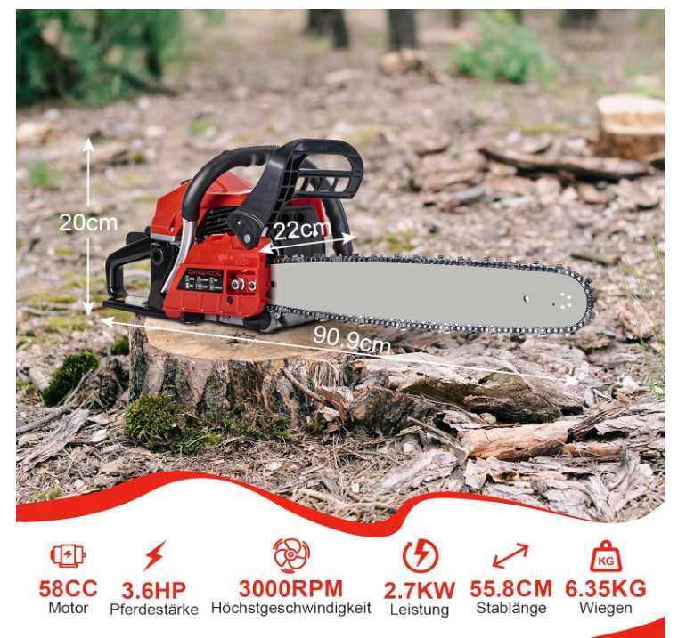 Piła spalinowa CHANGEMOOR 58 cm³ 3,62 KM + akcesoria