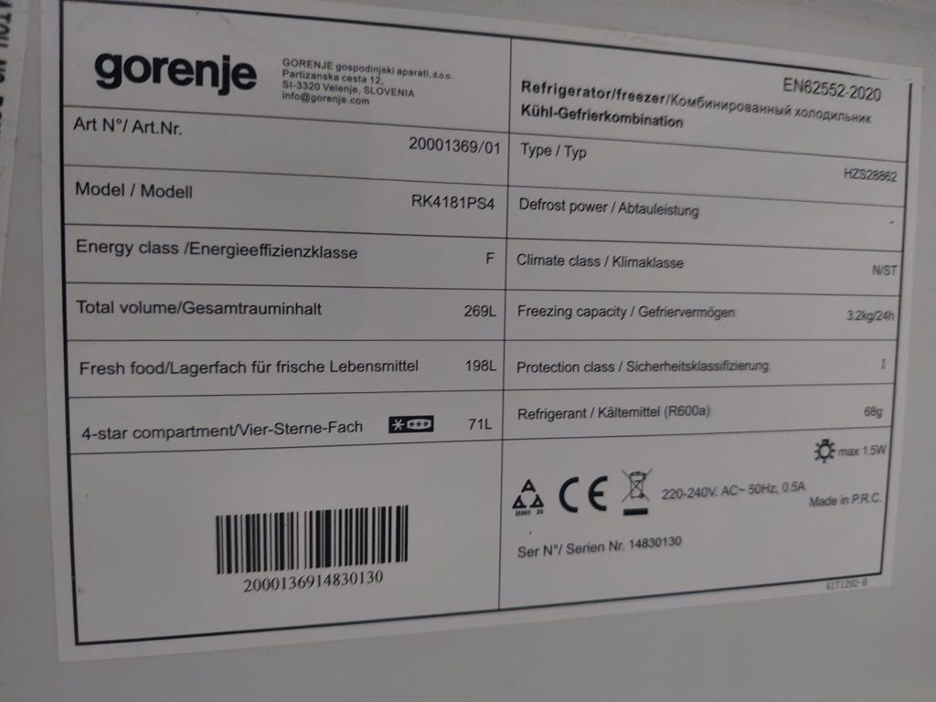 Lodowka Gorenje RK4181PS4