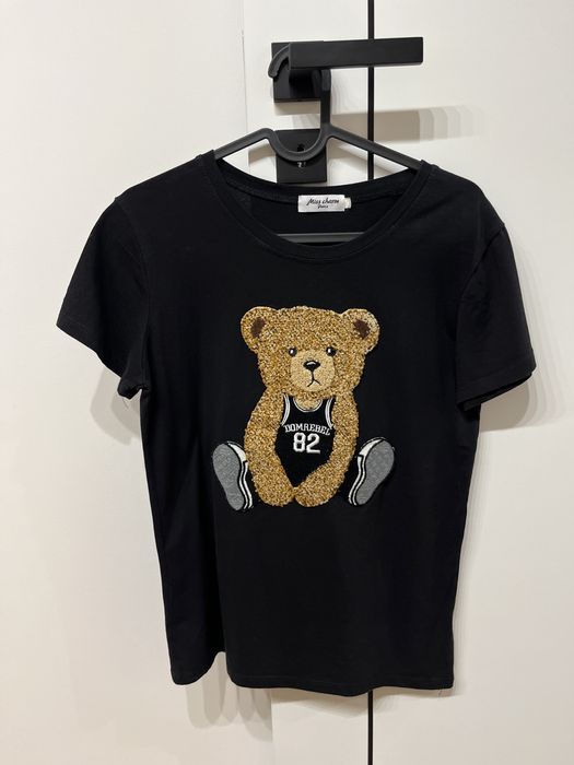 T-shirt czarny z misiem