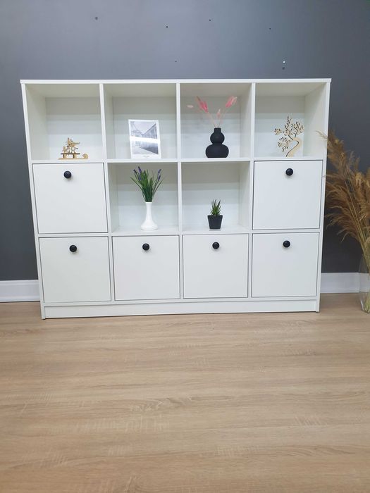 Стелаж "Дафна" Бетон Білий.Меблі дитячої,вітальні.Для іграшок.