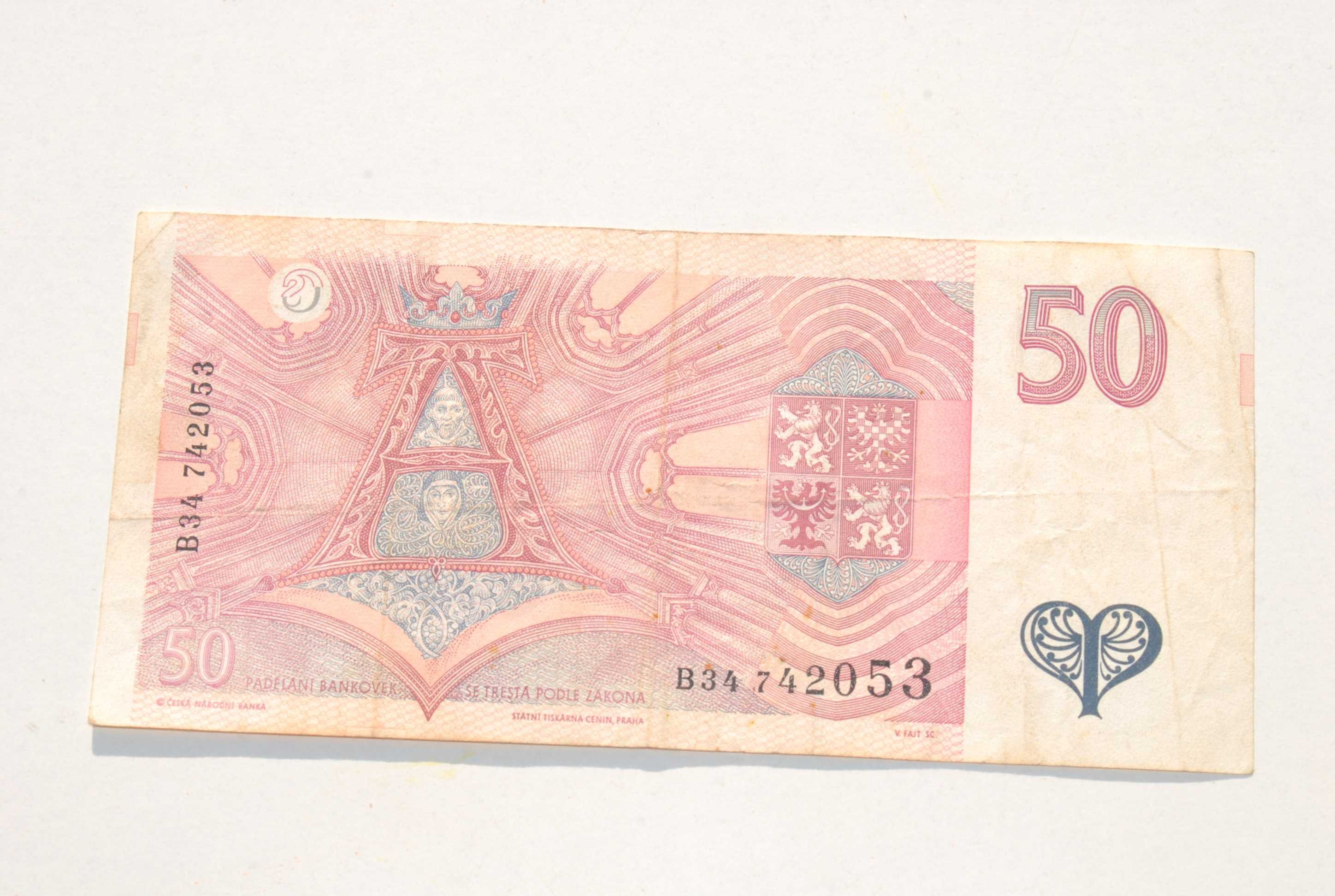 Stary banknot 50 koron Czeskich Czechy 1994 unikat