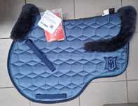 Nowy czaprak welurowy z futerkiem Mattes cornet blue