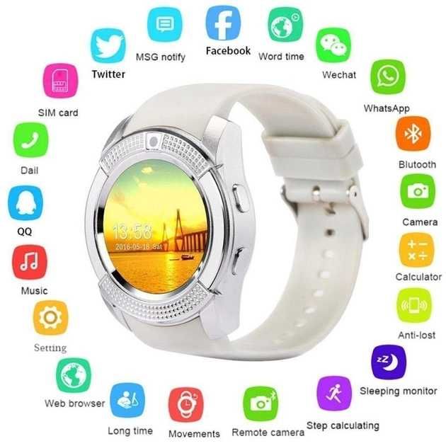 Умные смарт-часы Smart Watch Phone V8 Pink (RO-13676)