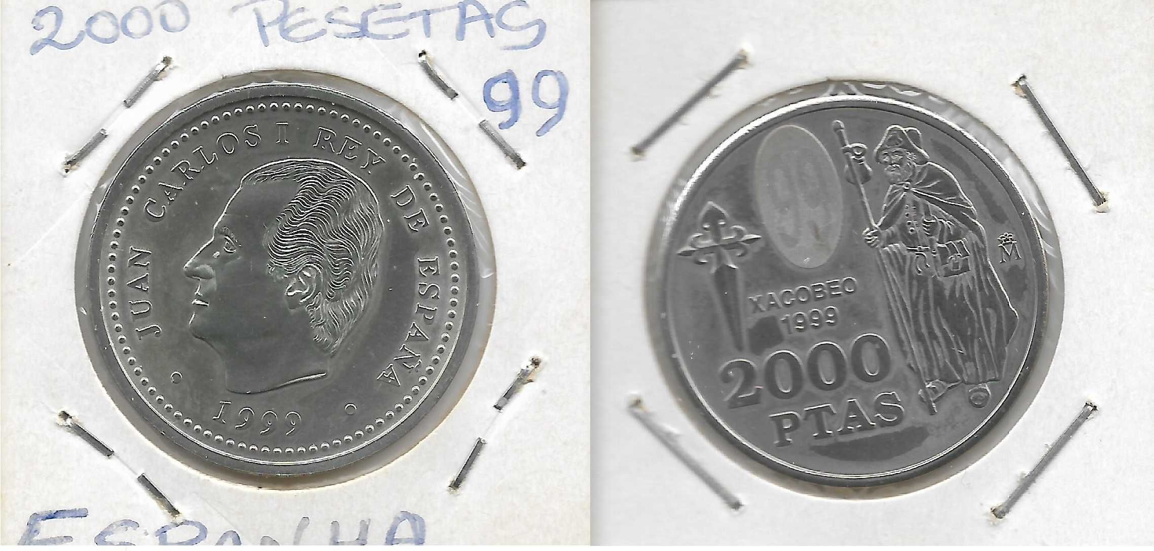 Espanha. 2.000 Pesetas em Prata. 8 Moedas. Anos seguidos.