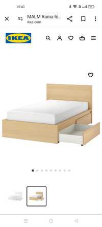 Łóżko Rama łożka Malm Ikea + szuflady 120/200