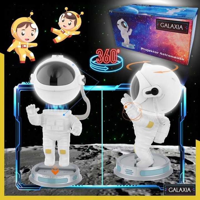 PROJEKTOR GWIAZD Astronauta Dla Dzieci Lampka Nocna Led Laserowy
