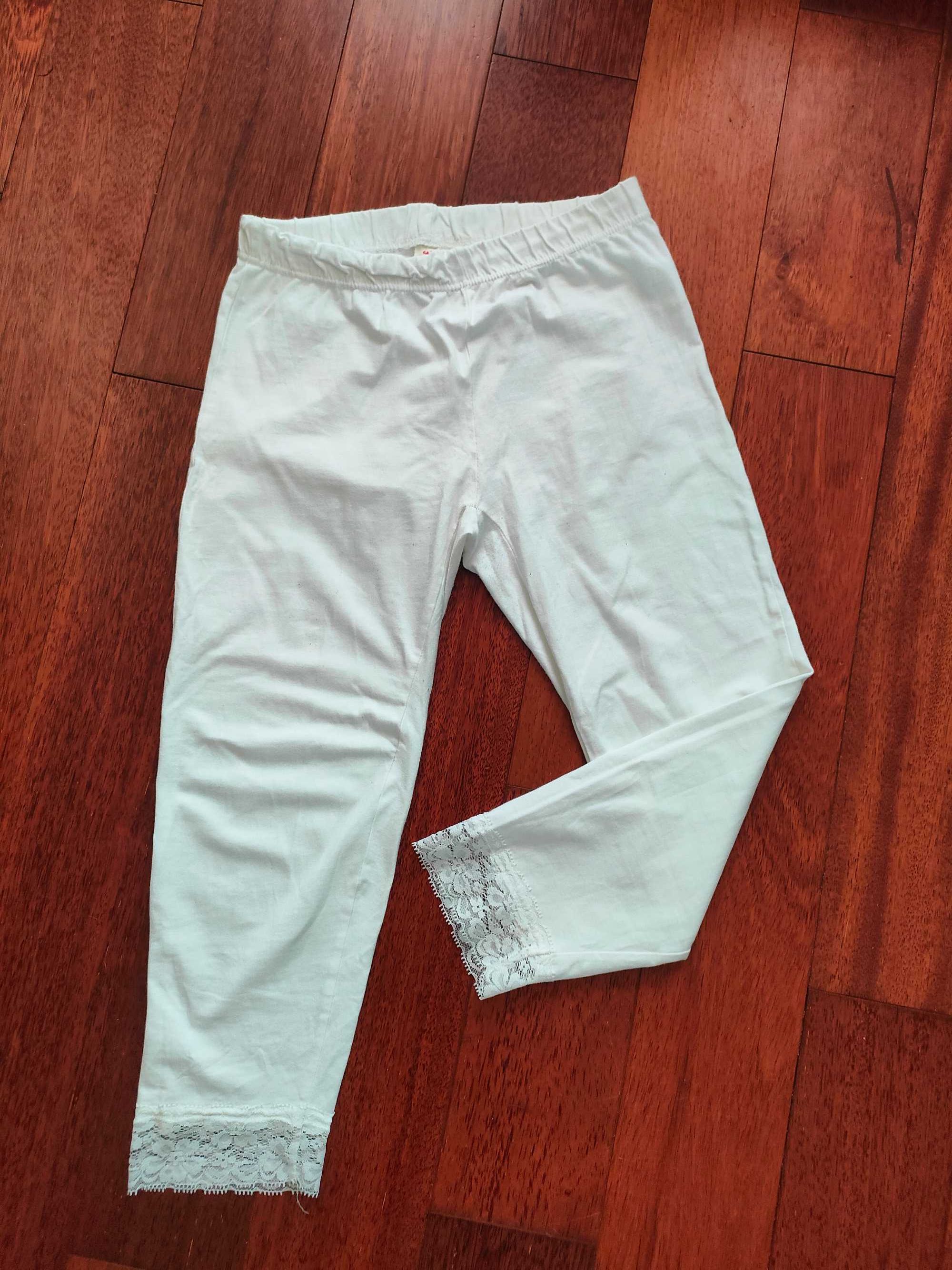 Bonprix białe legginsy koronka r. 36/38