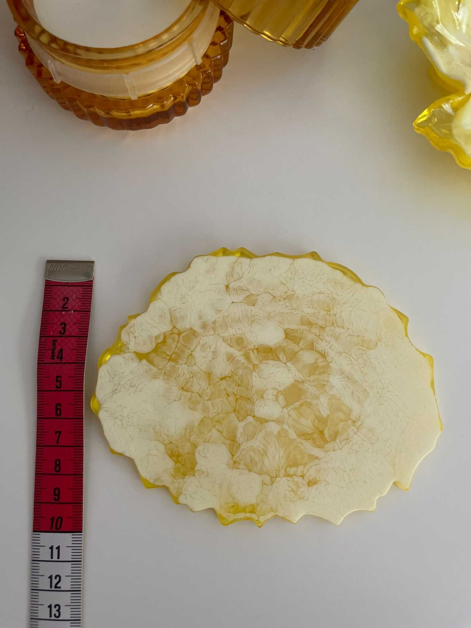 Misa żółta biała patera dekoracyjna liść podkładka z żywicy epoksy