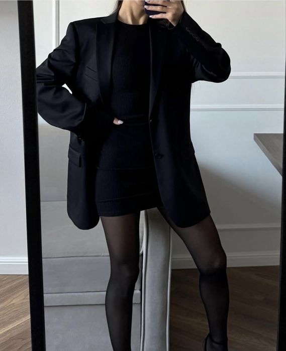 Чорний оверсайз піджак пиджак жакет блайзер жакет