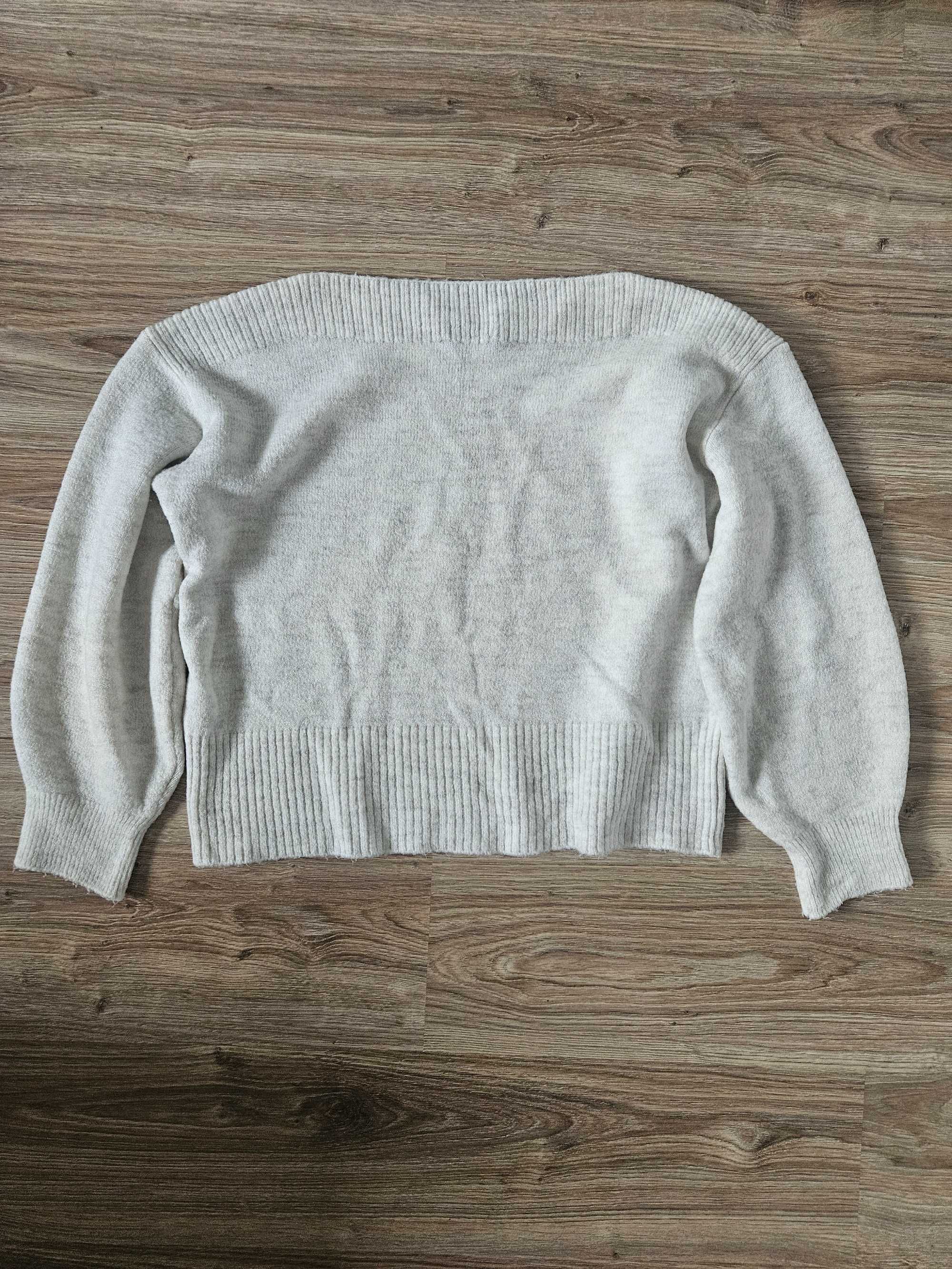 Sweter luźny melanżowy biały kremowy okryte ramiona łódka oversize M L