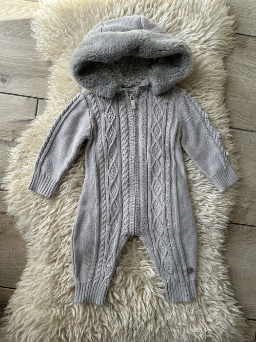 Вязаний комбінезон River Island р.68 на 3-6 міс, хутро знімається