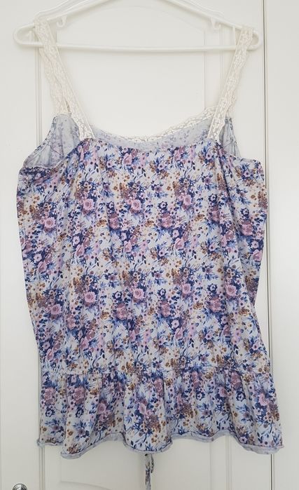 George róże różyczki kwiaty kwiatki bluzka boho XXXL 46 18 bawełna