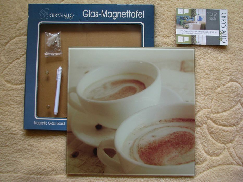Szklana tablica suchościeralno-magnetyczna 35 x 35  na pisak i magnesy