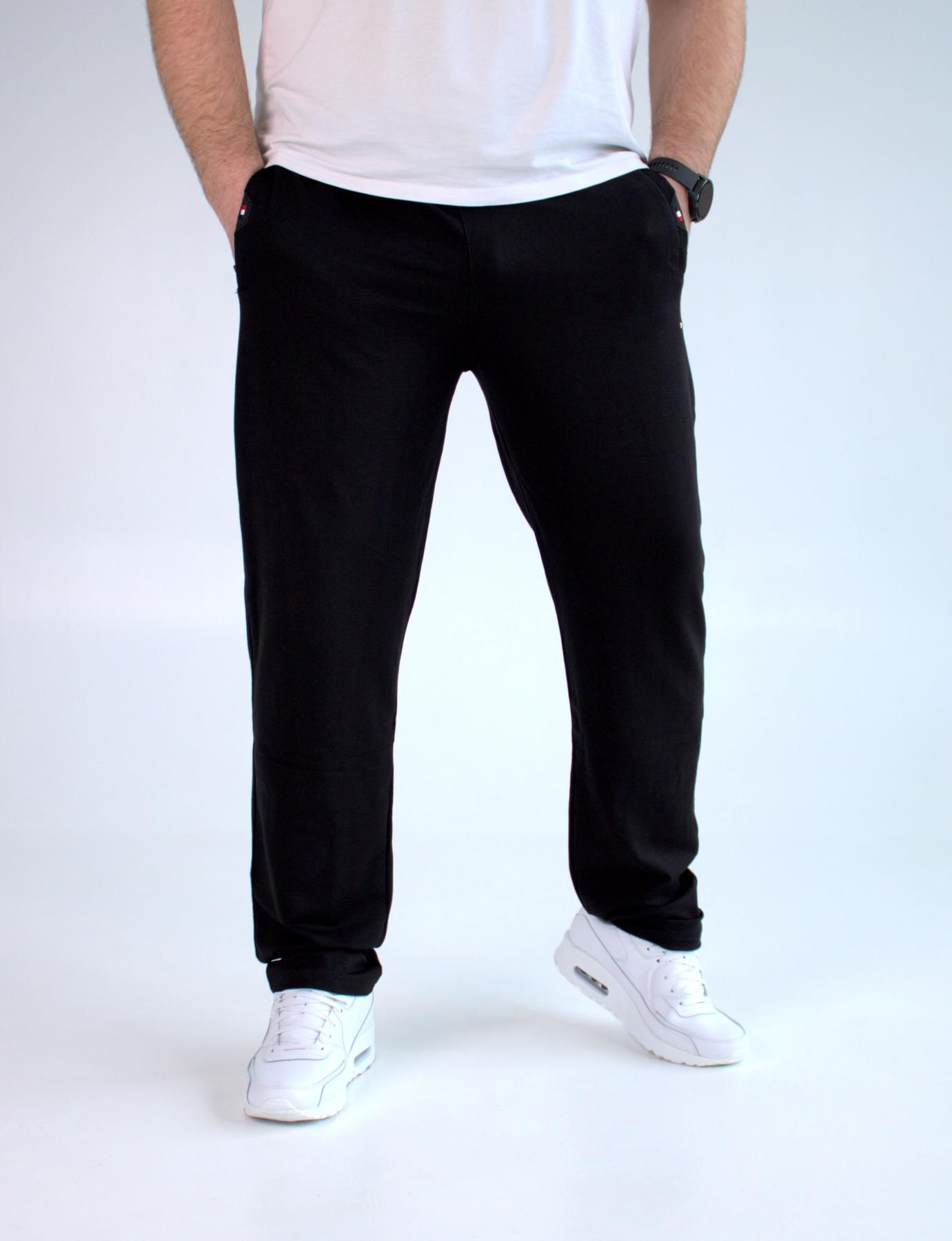 Tommy Hilfiger БАТАЛ штаны спортивные мужские чёрные большие 3XL-6XL