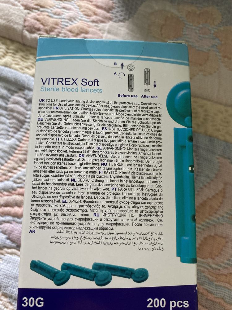 Ланцет для глюкометру Vitrex Soft lancetter 30G 200 sшт Данія