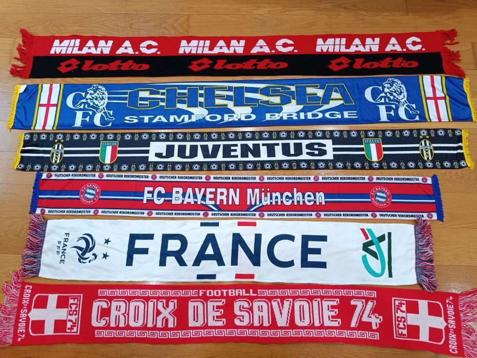 Cachecóis de futebol lote Milan Chelsea Juventus Bayern France Croix