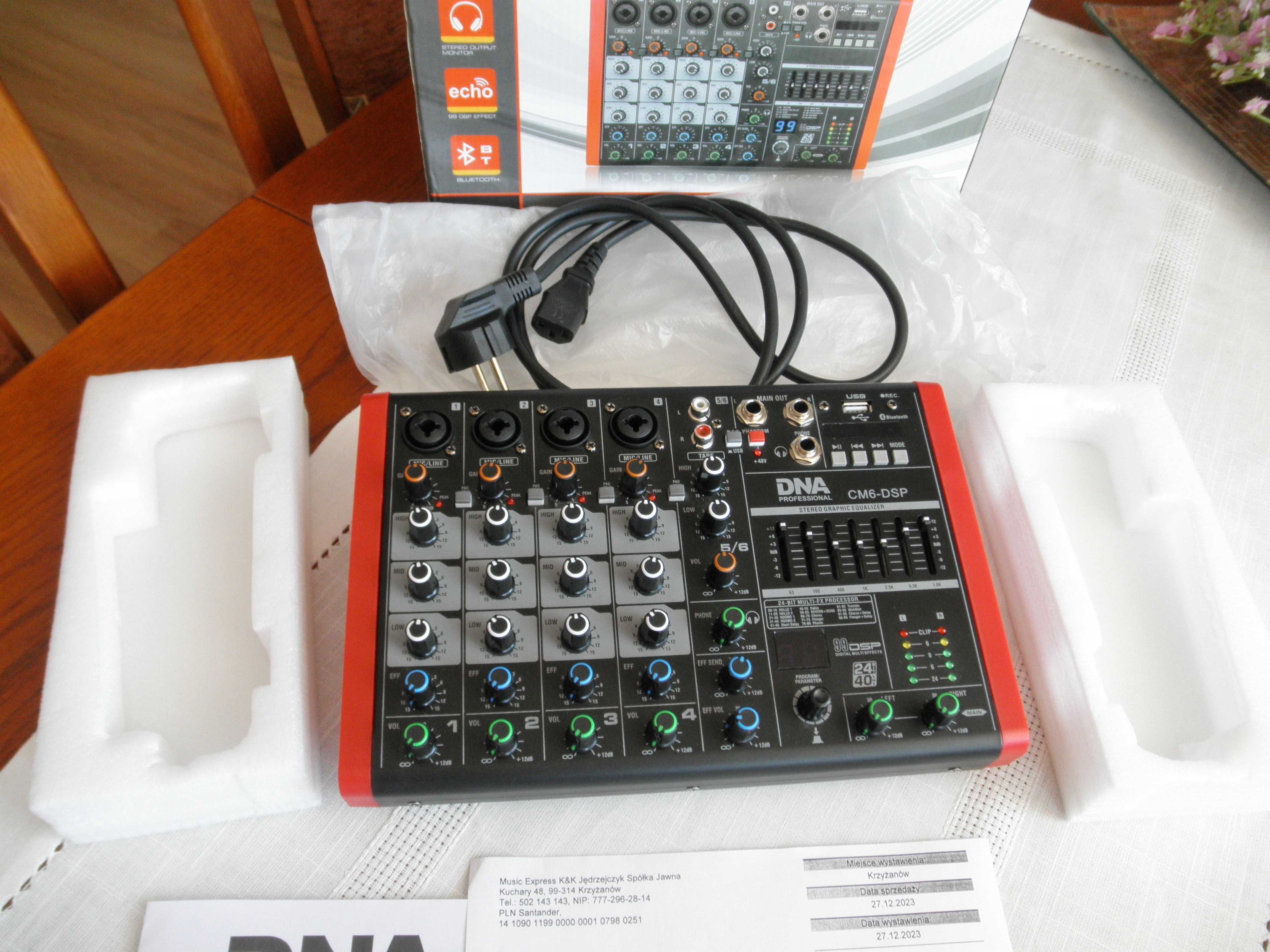 Mikser DNA CM-6 DSP na gwarancji . Mixer z pogłosem, equalizerem, USB.