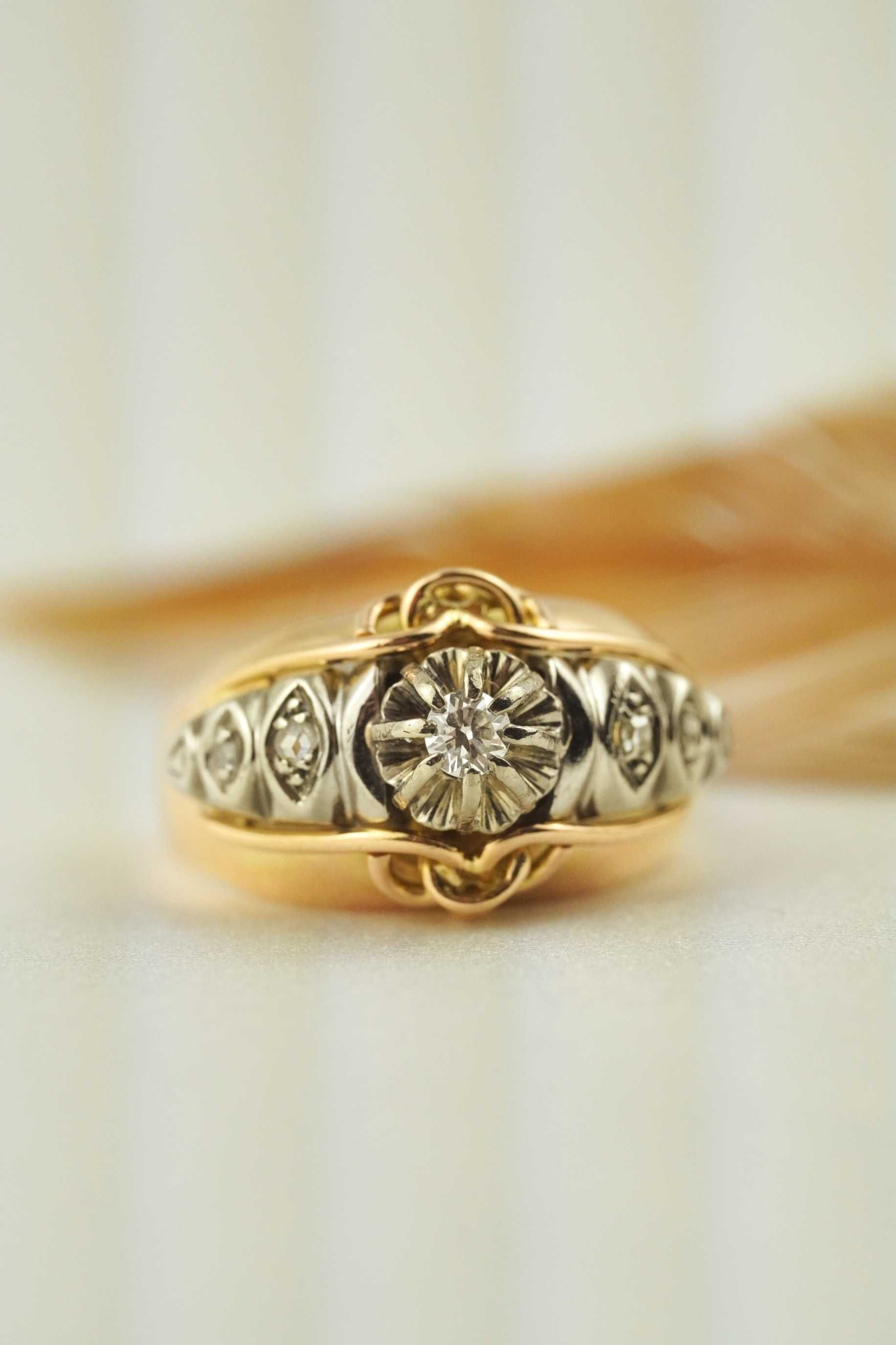 Złoty pierścionek z brylantami 18K