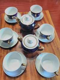 Сервиз чайный, темно-синий с золотом - новый, керамика, СССР.