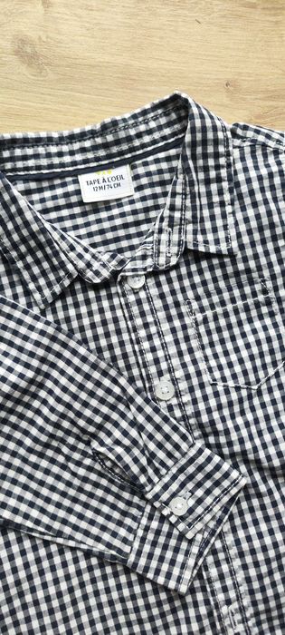 Piękna elegancka koszula chłopięca 74 80 w kratkę krata granatowa