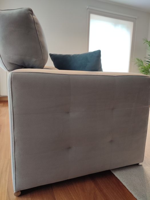 Sofá com chaise longue Cinzento