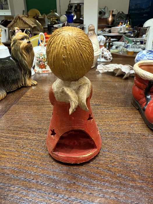 Aniołek swiąteczny świecznik ceramiczny Hiszpański ręcznie rohiony