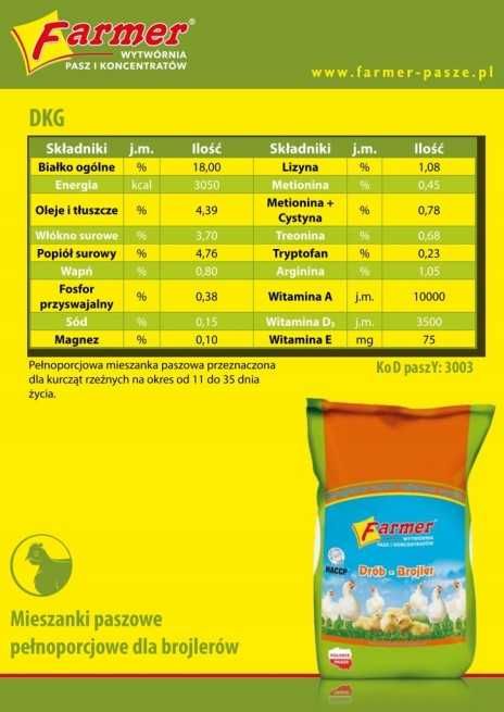 Pasza dla kurczaków brojlerów od 14 do 35 dnia DKG - 25 kg Święte