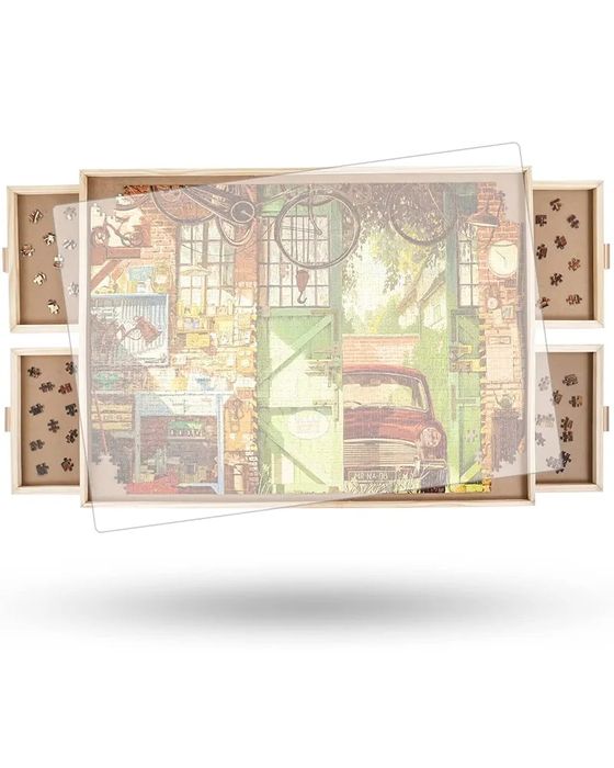 Stół obrotowy do puzzli z szufladami