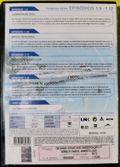 Filmes DVD Conjunto ( 6 ) - CSI Miami 1ª Série Episódios 1.1 a 1.24.