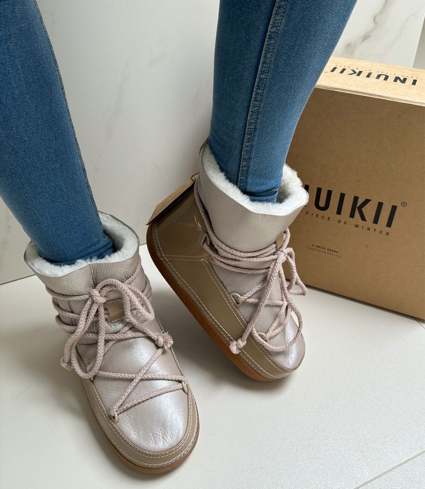 Beżowe buty śniegowce Inuikii Gloss Low begie rozmiar 37