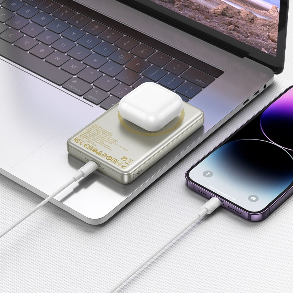 Повербанк Magsafe Hoco Q26A 10000mAh металевий магнитная зарядка iphon