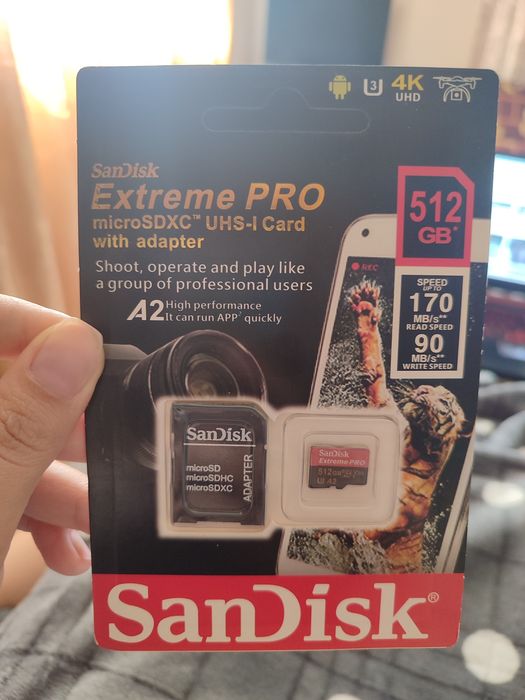 карта  пам'яті SanDisk Extreme PRO microSDXC UHS-I об'ємом 512 ГБ