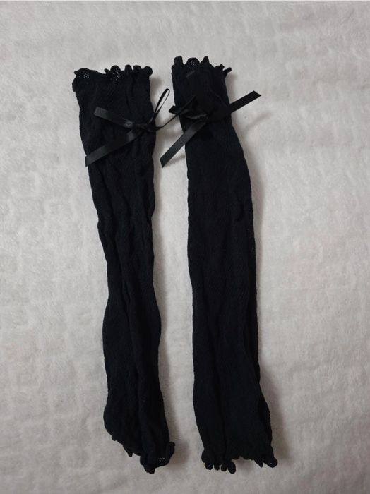 Długie czarne rękawiczki bez palców koronkowe rękawy alternative emo G