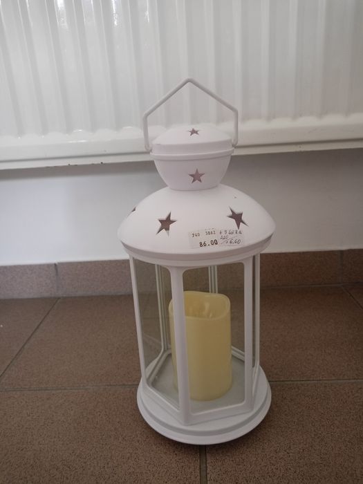 Biały lampion ok 25cm stojący lub do zawieszenia