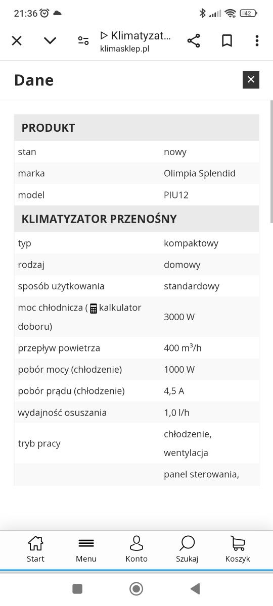 Klimatyzatory przenośny olimpia splendid PIU 12
