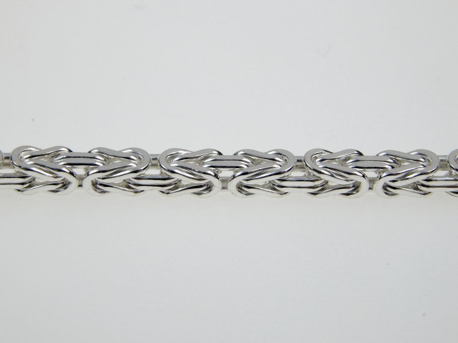 Klasyczny Srebrny Komplet Łańcuch Bizantyjski Królewski 21Cm / 55cm