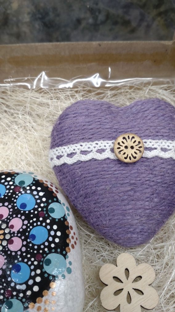 Prezent serce kamień mandala urodziny Dzień Matki handmade