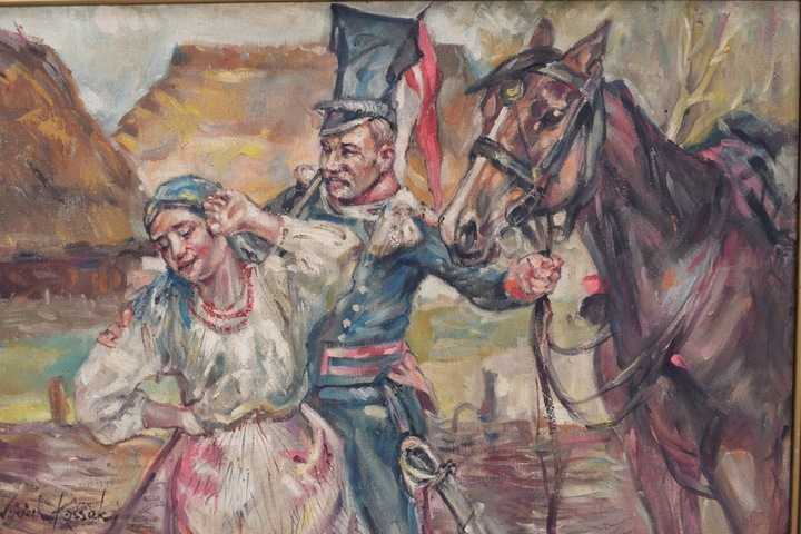 Wojciech Kossak - Zaloty - Ułan i Góralka - Stary Obraz