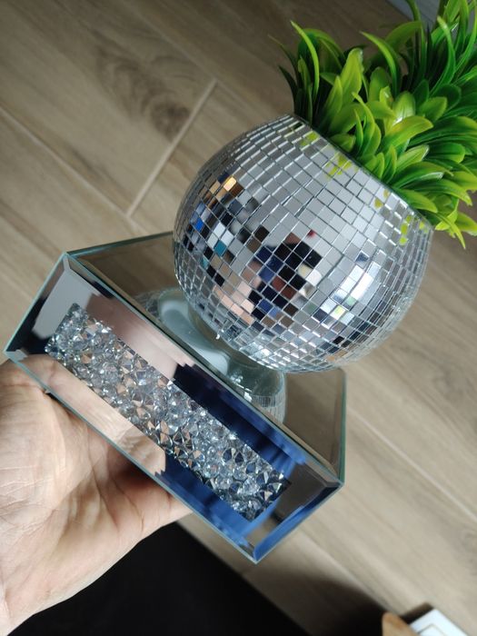 2 szt lustrzana półka ścienna z kryształkami Glamour