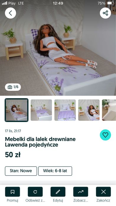 Rezerwacja lozko dla lalek