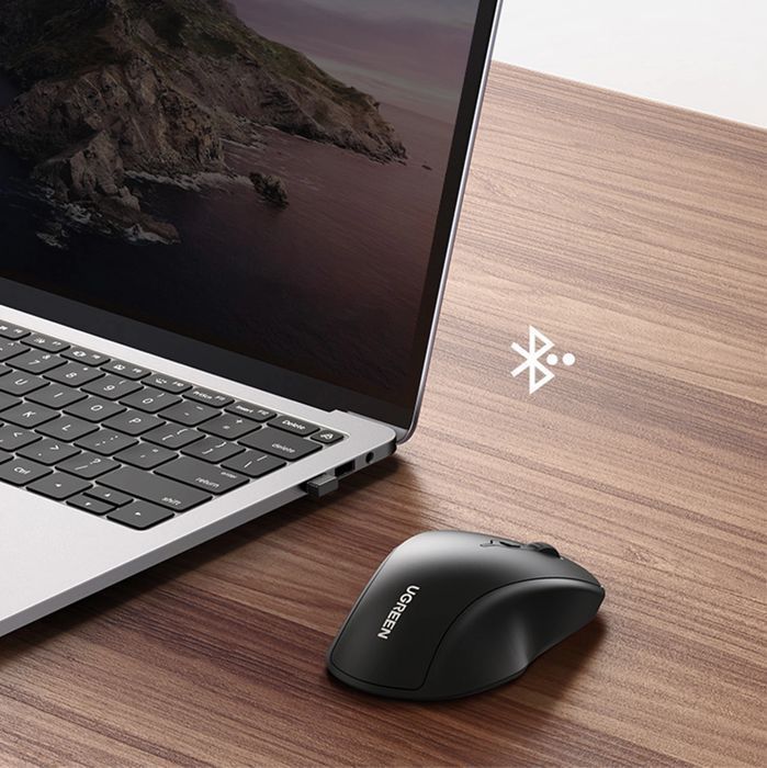Bezprzewodowa mysz Ugreen ergonomiczna Bluetooth 2.4 GHz niebieska