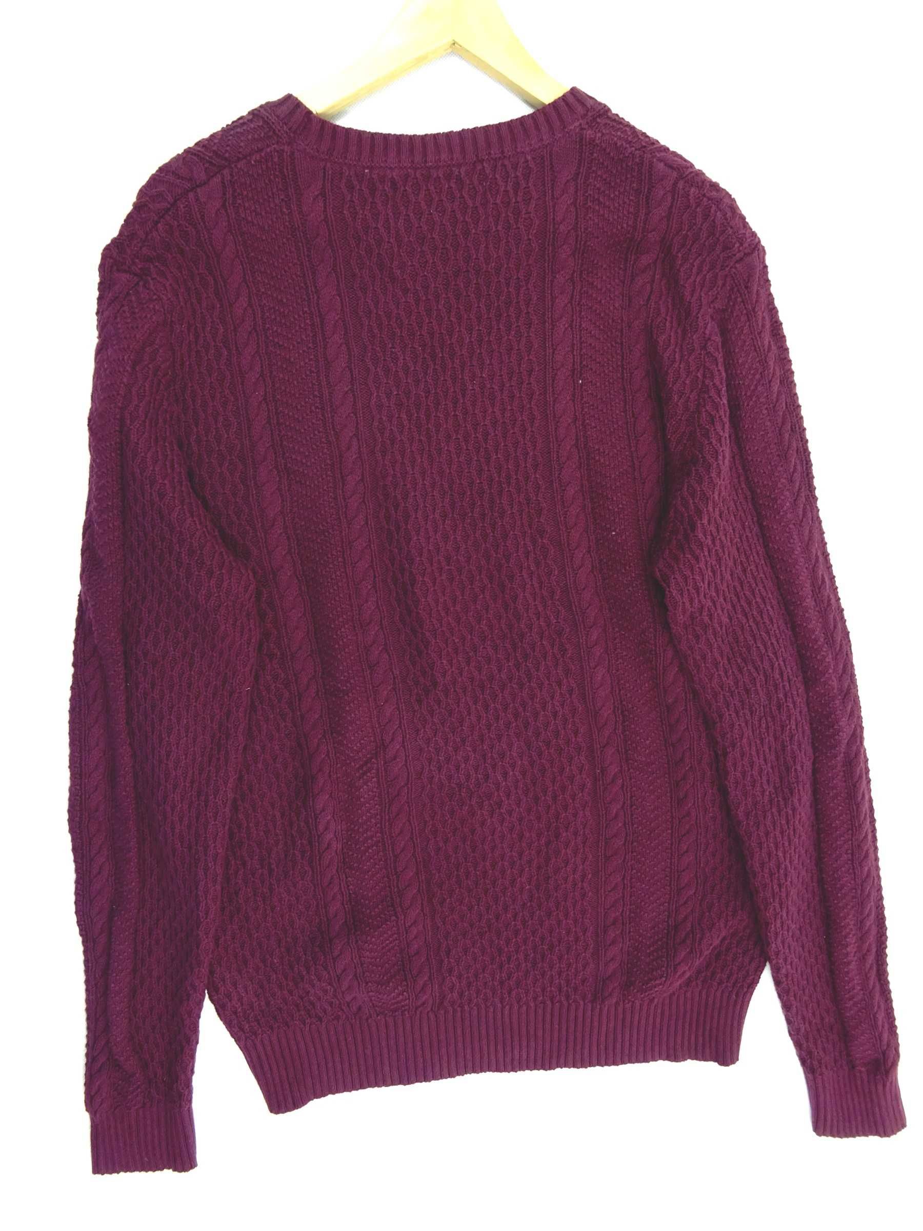 BT27 Stylowy elegancki sweter męski  pleciony warkocz 100% bawełna L
