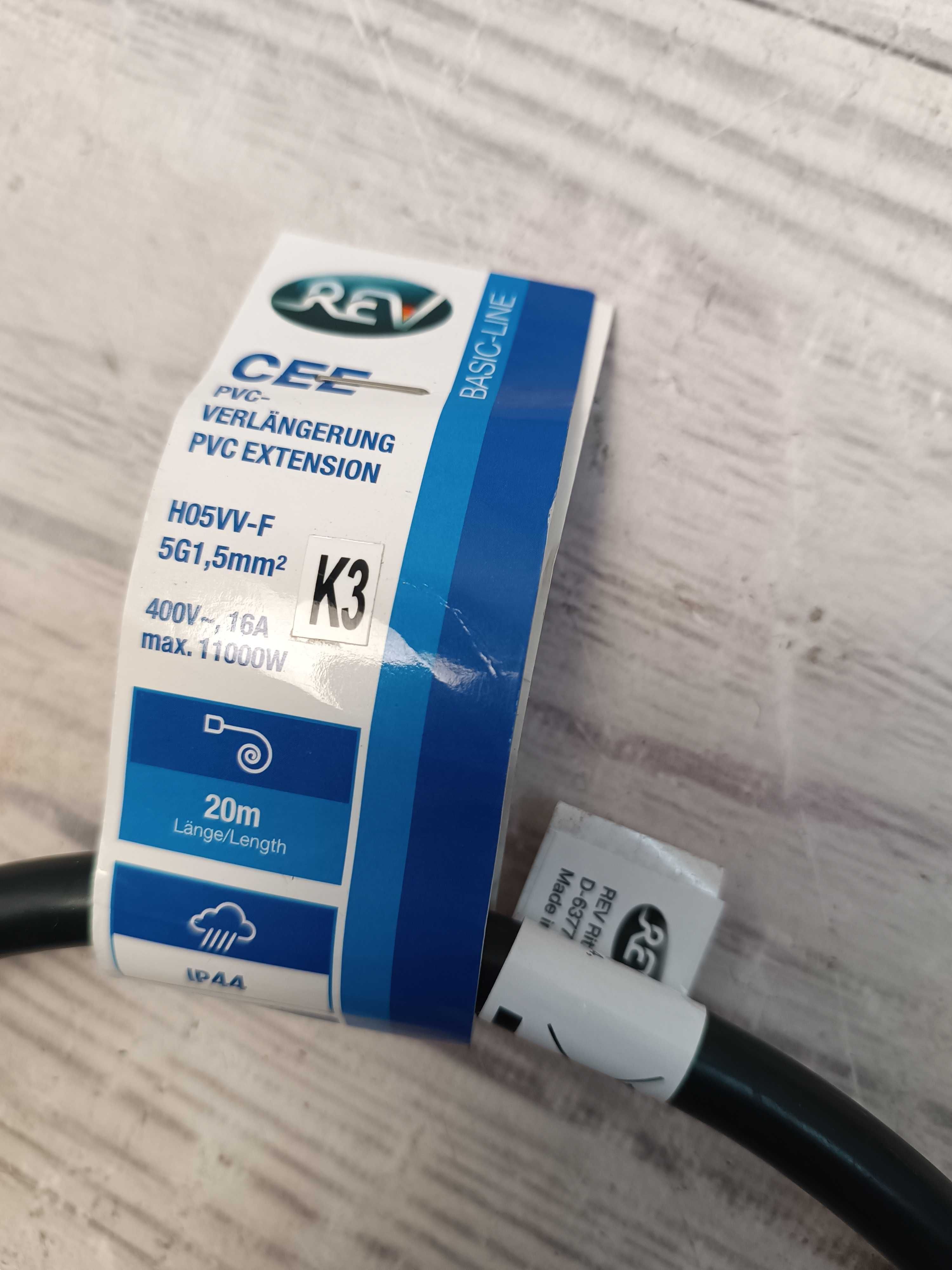 REV CEE подовжувач для зовнішнього використання IP44 20м 11000Вт 400В