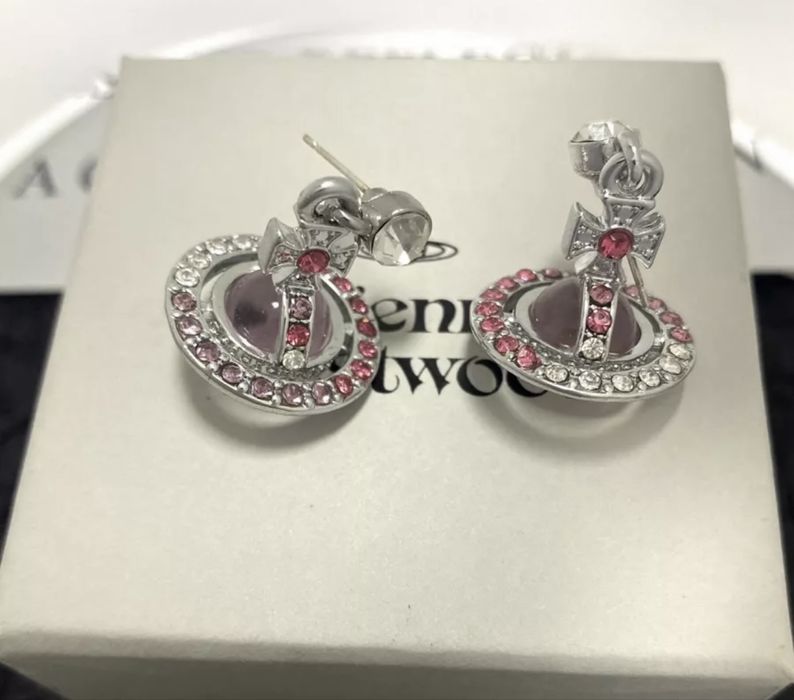 Vivienne Westwood Petite Orb Kolczyki Gunmetal nana rózowe saturn