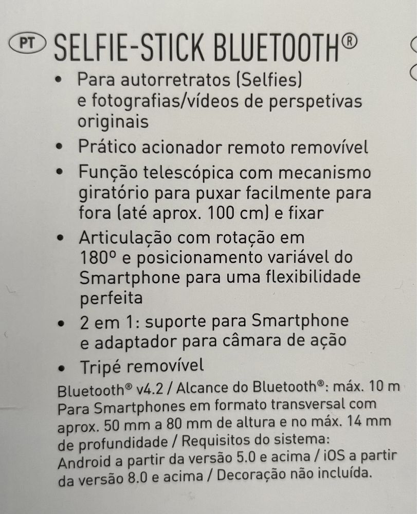 Selfie stick Bluetooth novo