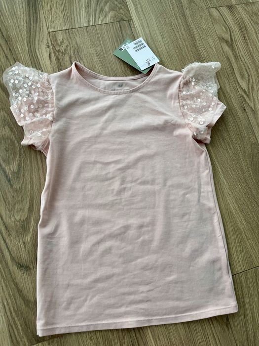 NOWY z metką zestaw: bluzeczka i spodniczka tiulowa, r.134/140, H&M