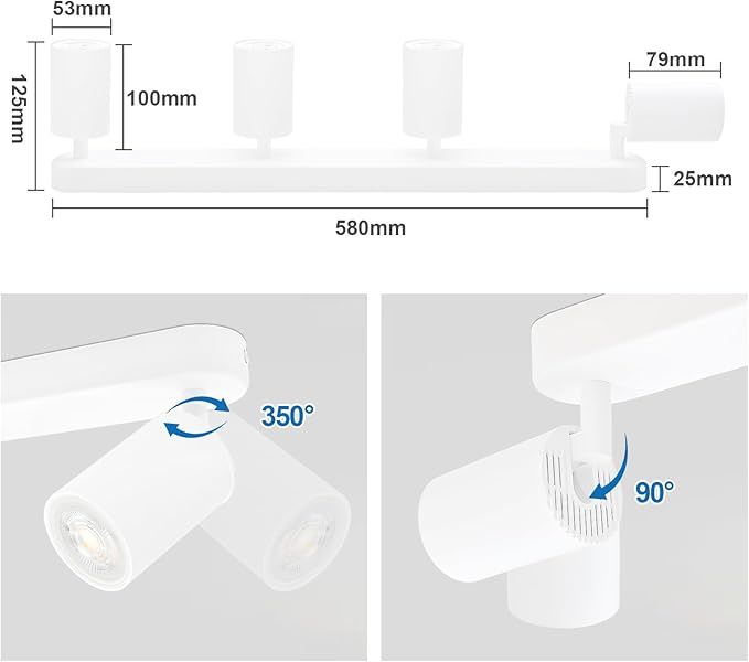 Eleganckie Białe Reflektory LED 4x5W z Regulacją do Wnętrz
