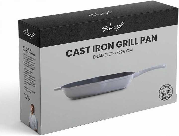 Żeliwna Patelnia Grillowa 28 cm Sobczyk Do Wszystkich Kuchenek ciężka