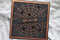 kartka zaproszenie halloween pajęczyna pająki